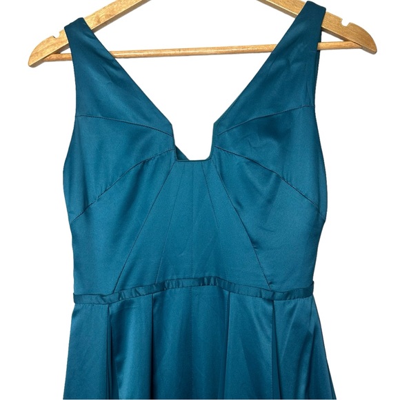 HALSTON Heritage Teal Twirl Satin Gown Dress - Picture 10 of 10